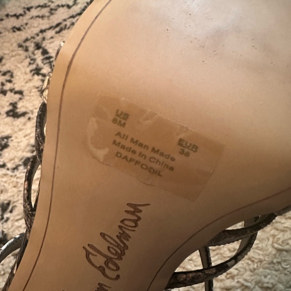 Sam Edelman Daffodil Snake Print Strappy Block Heels - Sz 8 - Picture 9 of 16